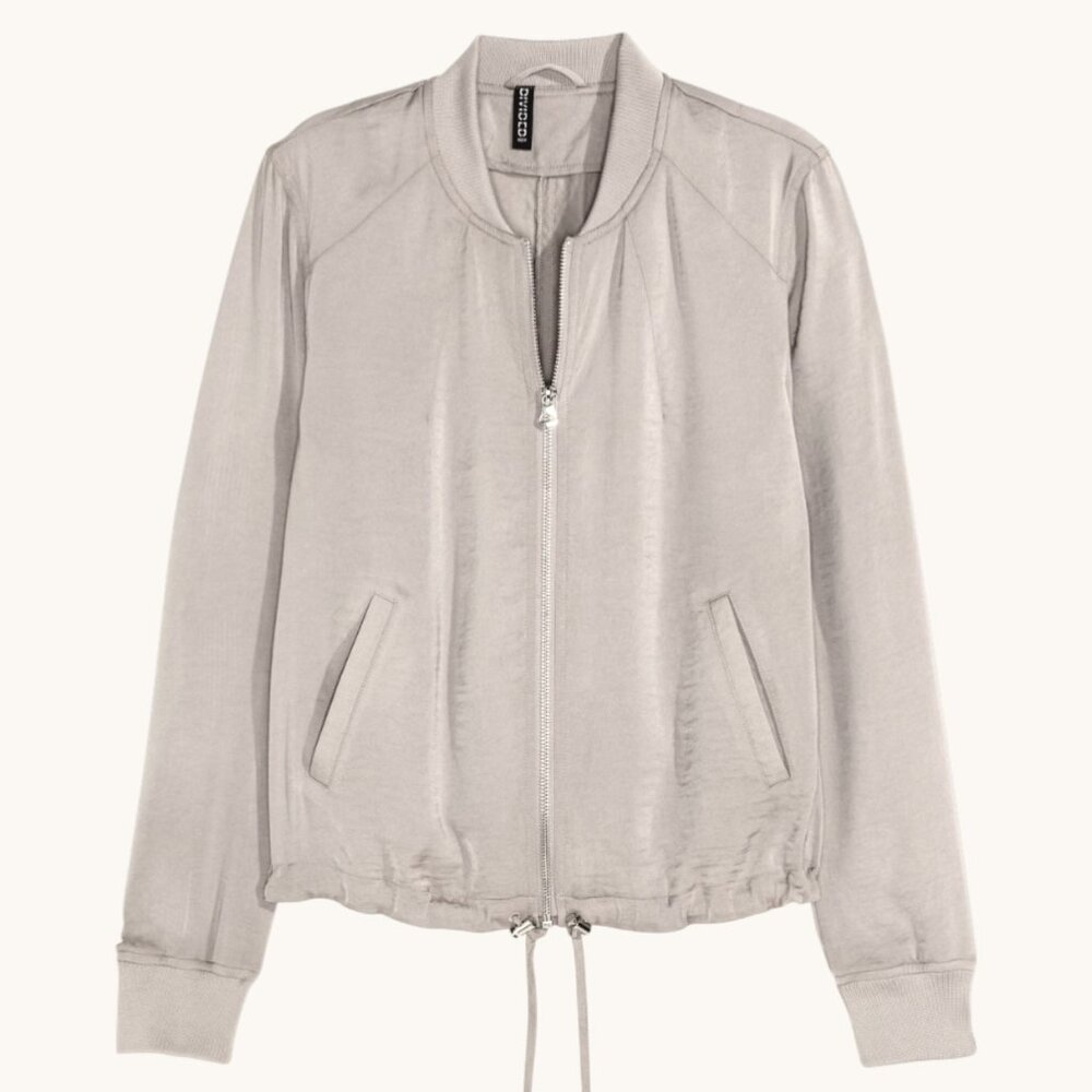 H&M Divided Satin Cropped Bomber Jacket - Size 4